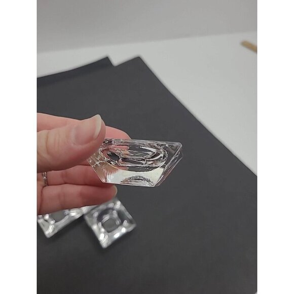 Vintage Glass Salt Cellars Set of 6 Open Salt Dip Set Square Base - Picture 2 of 6